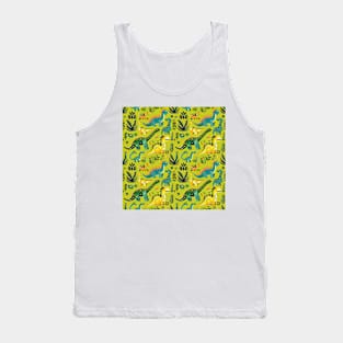 Delightful Dinosaurs in Enchanted Garden Pattern Tank Top